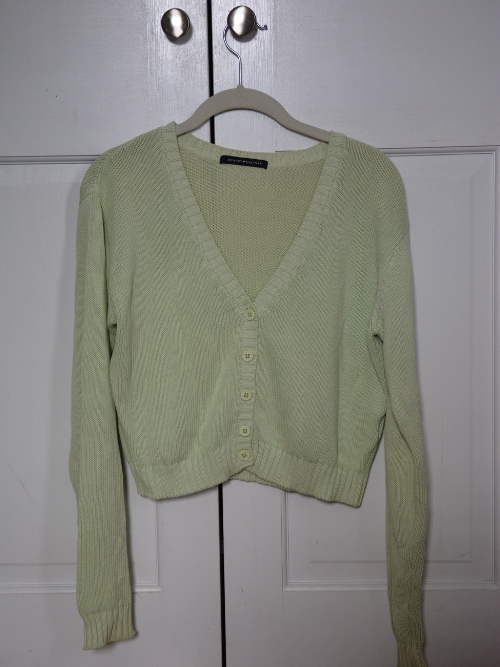 Brandy Melville Light Green V-Neck Button Cardigan